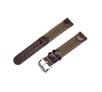 HMFANG 16 17mm 18mm 19mm 20mm 22mm 24 Italian Oil Genuine Leather Nylon Watch Band Strap Men Watchband Steel Buckle For Watches(Khaki-1,19mm)