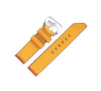 HMFANG 18mm 20mm 22mm 24mm Retro Genuine Leather Watchstrap Men Blue Yellow Watchband Compatible With Panerai Replacement Bands(Yellow 1,26mm)