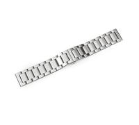 HMFang 18mm 20mm 22mm Solid Three Bead Strap Watch Accessories Stainless Steel Frosted Polished Metal Bracelet(Frosted Silver,18mm)