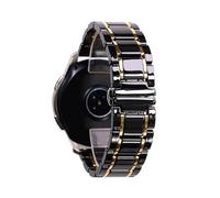 HMFang 20 22 24mm Luxury Ceramic And Stainless Steel Zwart White Strap Compatible With Samsung S2 3 4 Huawei GT Watch Strap Bracelet Wristband Belt(Black and gold,20mm)