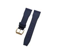 HMFANG 21mm 22mm Black Blue Green Brown Nylon Fabric Genuine Leather Watchband Compatible With Big Pilot Wacth Strap(Blue gold buckle,21mm)