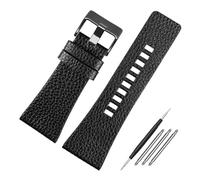 HMFang 22mm 24mm 26mm 27mm 28mm 30mm 32mm Genuine Leather Strap Watchband Compatible with Diesel Watches DZ4386 1657 1399 1206 4323 Black Band(Coal Black,22mm)