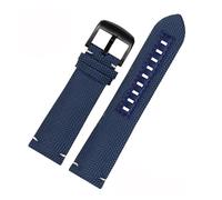 HMFang 22mm Nylon Leather Watchband Compatible With Mido Navigator M026.629/430 Ocean Star M042.430 Waterproof Canvas Watch Strap Black Blue(Dark blue-black)