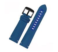 HMFang 22mm Nylon Leather Watchband Compatible With Mido Navigator M026.629/430 Ocean Star M042.430 Waterproof Canvas Watch Strap Black Blue(Royal Blue-black)