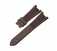 HMFANG 25mm Rubber Silicone Watchband With Folding Buckle Compatible With PATEK PHILIPPE Strap Nautilus Series Watchband 5711/5712 Bracelet(Brown,Silver Clasp)