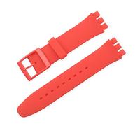 HMFANG Candy Color Silicone Strap Compatible With Swatch 12mm 16mm 17mm 19mm 20mm Transparent Fashion Replacement Bracelet Band Watch Accessories(Red,16mm)