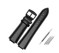 HMFang Convex Interface 23 * 14mm Wristwatches Band Genuine Leather Watchband Compatible with Citizen AU1065/1068/1060/1069 Men's Black Casual Strap(Black Black Buckle)