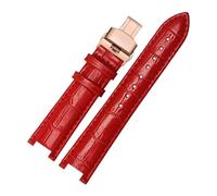 HMFang Cowhide Leather Strap Concave Watchband 18 * 10mm 20 * 12mm Calfskin Bracelet Butterfly Buckle Compatible With Cartier PASHA W3108 Watchband(Red rose buckle,20x12mm)