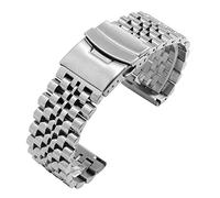 HMFANG Fine Steel Watchband 20mm 22mm Black Silver Bracelet Replacement Metal Strap Compatible With Men's Stainless Steel Watch Chain(White Black,20mm)
