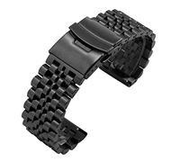 HMFANG Fine Steel Watchband 20mm 22mm Black Silver Bracelet Replacement Metal Strap Compatible With Men's Stainless Steel Watch Chain(BLACK WHITE,22mm)