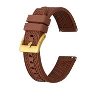 HMFang Fluororubber Watch Bands 18mm 20mm 22mm For Rubber Straps Replacement Bracelet Black Blue Brown(Brown-Gold Buckle,18mm)