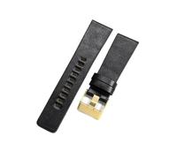 HMFang Genuine Leather Watchbands Compatible with Diesel Dz4290 Dz7395 Dz4344 Waterproof Cowhide Watch Strap 22 24 26 28 30mm(Black-Golden-K3,32mm)