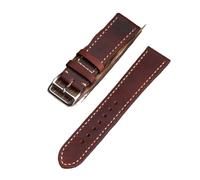 HMFANG Handmade Brown Leather Watchband 20 22 18MM Soft Antique Style First Layer Leather Strap For Men And Women(B color,20mm)