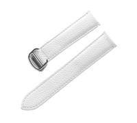 HMFANG Leather Strap Lychee Pattern Soft Leather Watch Strap Substitute Compatible With Cartier Tank Men's And Women's Strap(White,20mm)