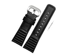 HMFANG Leather Watchband Compatible With 7 Fridays Sf-m2 / 1 Sf-p1 P2 P3C Series Watch Chain Accessories 28mm Black Wristband Man's Watch Strap(Black silver)