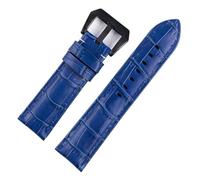 HMFang Men's Leather Strap 20mm 22mm 24mm 26mm Suitable Compatible with Panerai Blue Vintage Cowhide Handmade Custom Pin Buckle(Blue Black Buckle,26mm)