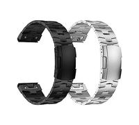 HMFANG Metal Titanium Strap Compatible With Garmin Forerunner 945/Fenix 7X Quickfit Bracelet Replaceable 22 26MM Accessories Black/Silver Band(Silver,For Forerunner 945)