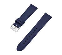 HMFang Nylon Canvas Watchband Genuine Leather Watch Strap 18/20/22mm Waterproof Sailcloth Band(Blue-Silver,20mm)