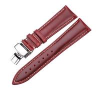 HMFANG Oil Wax Cowhide Watch Band 18mm 20mm 22mm 24mm Blue Yellow Green Women Men Genuine Leather Strap Belt Butterfly Clasp Watchbands(Brown Red,22mm)