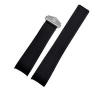 HMFANG Rubber Watchband Compatible With TAG WAY201A/WAY211A 300|500 Wrist Strap 21mm 22mm Arc End Black Blue Watch Band With Folding Buckle(Black silver clasp,22mm)