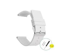 HMFANG Silicone Watch Strap 12mm 14mm 16mm 18mm 20mm 22mm 24mm Men Women Replace Bracelet Soft Rubber(White,16MM_BLACK BUCKLE)