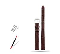 HMFang Soft Geunine Leather Watch Band Women's Strap 6mm 8mm 10mm 12mm 14mm Small Size Width First Layer Cowhide Bands Belt(B Brown Silver,6mm)