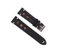 HMFang Solid Color Watchband Genuine Leather Hand-Stitching Vintage Strap Compatible With Rolex Watch Watchbands Strap 18mm 20mm 22mm 24mm For Men(Black,24mm)