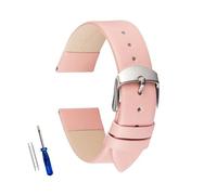 HMFANG Ultra thin Soft Genuine Leather Watch Strap Wrist 14mm 16mm 18mm 20mm 22mm White Black Pink Brown Watchband(Pink,22mm)