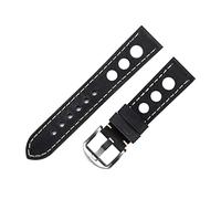 HMFANG Watch Band Strap Soft Leather Wristband With Buckle Cowhide Three Holes Breathable Belt 20mm 22mm Vintage Brown(Dark grey-Silver,20mm)