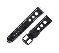 HMFANG Watch Band Strap Soft Leather Wristband With Buckle Cowhide Three Holes Breathable Belt 20mm 22mm Vintage Brown(Dark grey-Black,22mm)