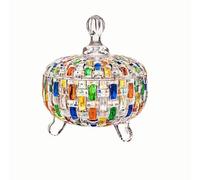 HMFDYHz Large Crystal Glass Candy Dish with Lid, Hand-Painted Colorful Woven Crystal Candy Jar Cookies Nuts Chocolates Food Jewelry Storage Containers for Home Office Table Decor