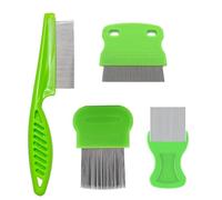 Hmfmdy 4Pcs Nit Combs, Double Sided Lice Combs Set, Metal Teeth Tooth Hair Comb, Flea Lice Removal Comb, Head Lice Combs for Nit Treatment Nitty Gritty Nit Comb for Adults/Kids/Dogs/Cats/Pets-Green