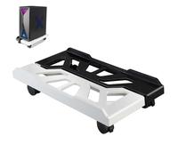 Hmfmdy Computer Tower Stand, Adjustable PC Tower Stand, Computer Case Holder, Mobile CPU Stands, Under Desk CPU Holder Floor Cart Riser for Floor Carpet Gaming PC Case Black & White