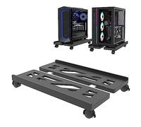 Hmfmdy CPU Stand for PC, Desktop Computer Tower Stand, Adjustable CPU Holder, Universal Mobile PC Stand with Rolling Lockable Castors, CPU Trolley Under Desk - Black