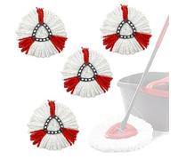 Hmfmdy Mop Replacement Heads, Spin Mop Replacement Head Mop Refill Compatible for vileda Triangle Swivel Mops, Microfiber Mop Head, Reusable Mop Head (Red - 4Pack)