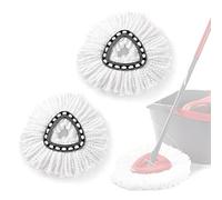 Hmfmdy Mop Replacement Heads, Spin Mop Replacement Head Mop Refill Compatible for vileda Triangle Swivel Mops, Microfiber Mop Head, Reusable Mop Head ( White - 2Pack)
