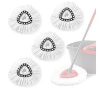Hmfmdy Mop Replacement Heads, Spin Mop Replacement Head Mop Refill Compatible for vileda Triangle Swivel Mops, Microfiber Mop Head, Reusable Mop Head ( White - 4Pack)