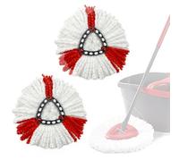 Hmfmdy Mop Replacement Heads, Spin Mop Replacement Head Mop Refill Compatible for vileda Triangle Swivel Mops, Microfiber Mop Head, Reusable Mop Head ( Red - 2Pack)