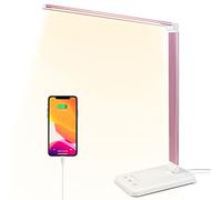 HMFUNTM Desk Lamp, Led Desk Lamps with USB Charging Port, 5 Modes, 10 Brightness, Natural Light, Eye Caring Reading Lamp, Desk Light for Home Office, Table Lamp, Nail Lamp, 30/60min Auto-Timer