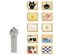 HMGADN Italian Charm Set for Women, 9mm Italian Charms Link Handmade Bracelet DIY Module Italian Charm Necklaces Anklet Jewelry Gifts, Stainless Steel, No Gemstone