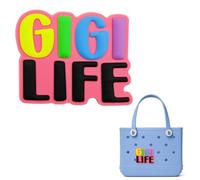 HMGES Gigi Life Charm for Bogg Bag - Cute PVC Insert Accessories for Rubber Beach Tote, Personalized Decoration for Women & Moms, Fits Most Brands & Sizes