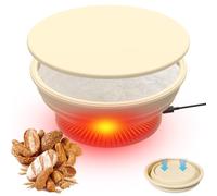 HMGES Heated Banneton Bread Proofing Basket, 9 inch Foldable Multifunctional Silicone Sourdough Fermentation Bowl With Graphene Warmer & Lid, 4 Adjustable Temperature Levels, Non Stick Surface