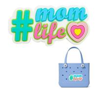 HMGES Mom Life Charm for Bogg Bag - Cute PVC Insert Accessories for Rubber Beach Tote, Personalized Decoration for Women & Moms, Fits Most Brands & Sizes-#Blue