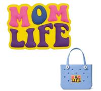 HMGES Mom Life Charm for Bogg Bag - Cute PVC Insert Accessories for Rubber Beach Tote, Personalized Decoration for Women & Moms, Fits Most Brands & Sizes-Colorful