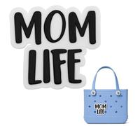 HMGES Mom Life Charm for Bogg Bag - Cute PVC Insert Accessories for Rubber Beach Tote, Personalized Decoration for Women & Moms, Fits Most Brands & Sizes-Black