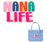 HMGES Nana Life Charm for Bogg Bag - Cute PVC Insert Accessories for Rubber Beach Tote, Personalized Decoration for Women & Moms, Fits Most Brands & Sizes