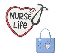 HMGES Nurse Life Charm for Bogg Bag - Cute Medical Theme PVC Insert Accessories for Rubber Beach Tote, Personalized Decoration for Women & Moms, Fits Most Brands & Sizes-Stethoscope