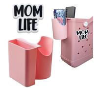HMGES Phone and Cup 2in1 Holder for Bogg Bag,Multifunction Organizer Accessories for Rubber Beach Tote,Compatible with All Brands/Sizes Beach Bag & 20/30 oz Stanley Tumbler-Pink