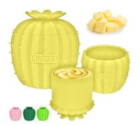 HMGES Silicone French Butter Crock with Lid,8.4oz/238ml Cactus Spreadable Butter Keeper with Water Line to Leave On Counter,Cute Creative Butter Storage Container for Countertop-Yellow