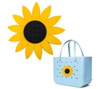HMGES Sunflower Charms for Bogg Bag, Ocean & Sunflower Theme Sea Turtle Shell Starfish Dolphin Jellyfish, Decorative Inserts Accessories for Rubber Beach Bags